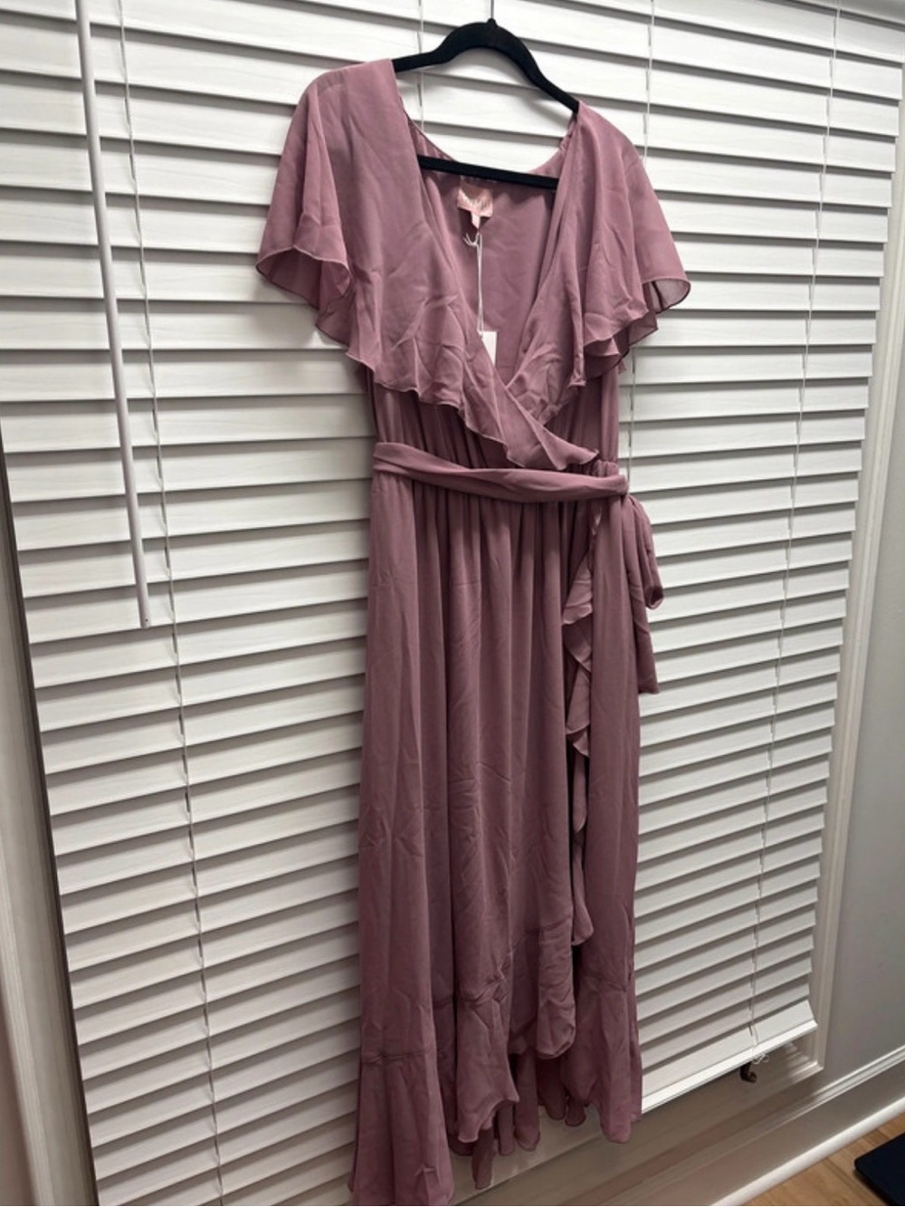 Show Me Your MuMu Dusty Mauve Ruffle Wrap Maxi Dress